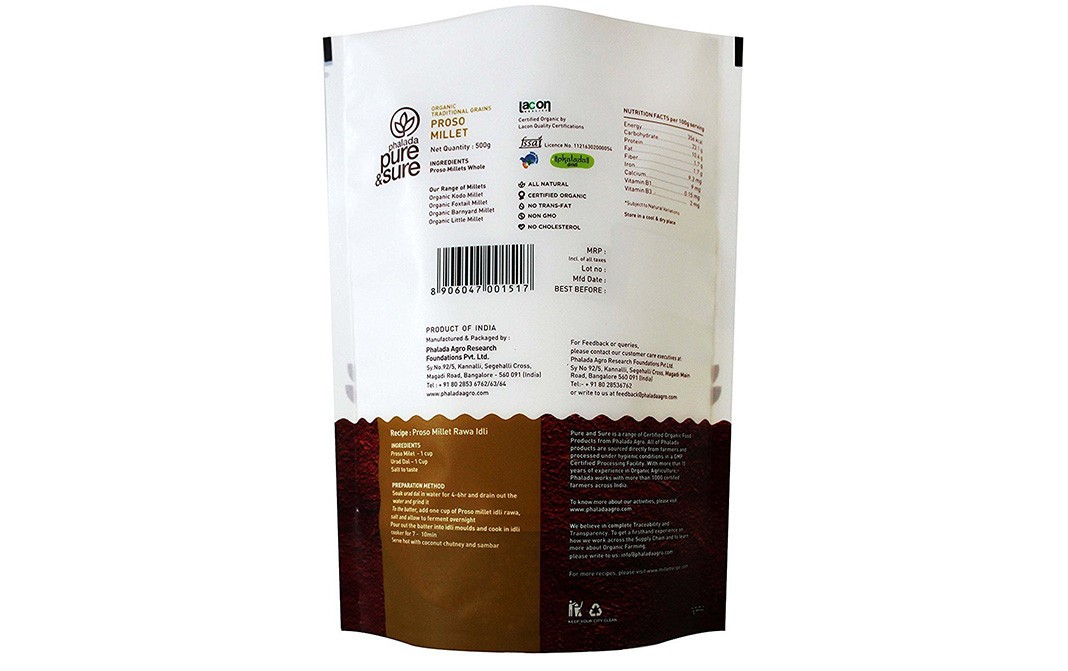 Pure & Sure Organic Proso Millet    Pack  500 grams